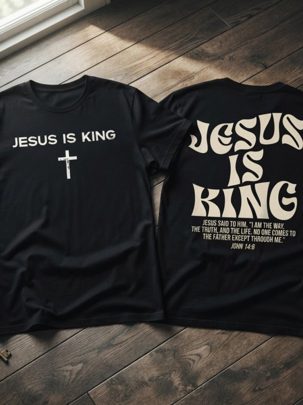 Jeus King Christian Cross Scripture Faith Graphic T-Shirt Unisex Gift